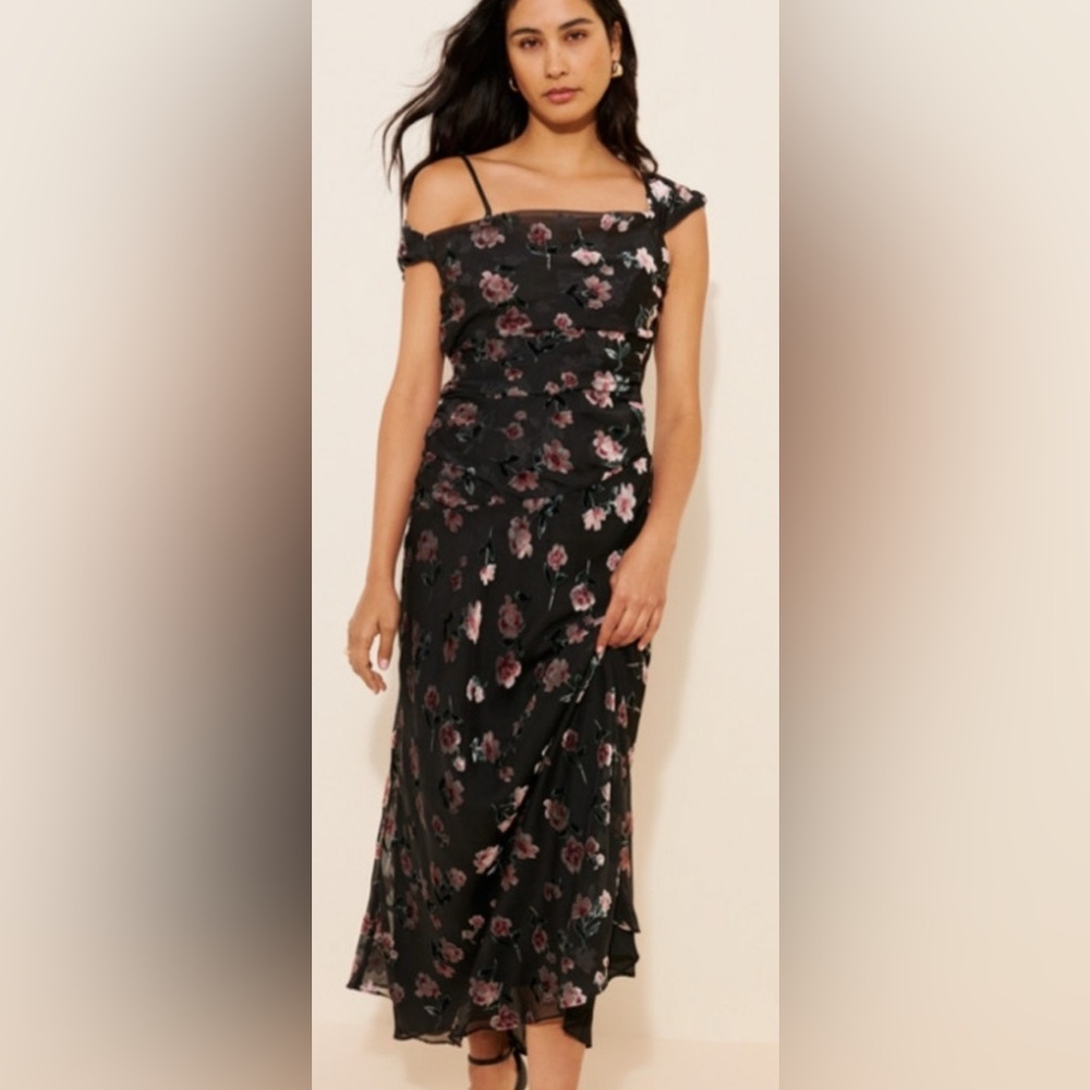 NWT For Love & Lemons Aigrette Floral Velvet Burnout Maxi Dress Size Large - Picture 14 of 14